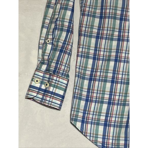 Peter Millar Button Up Collared Shirt Mens Small Plaid Cotton Spread Lightweight - Picture 7 of 12